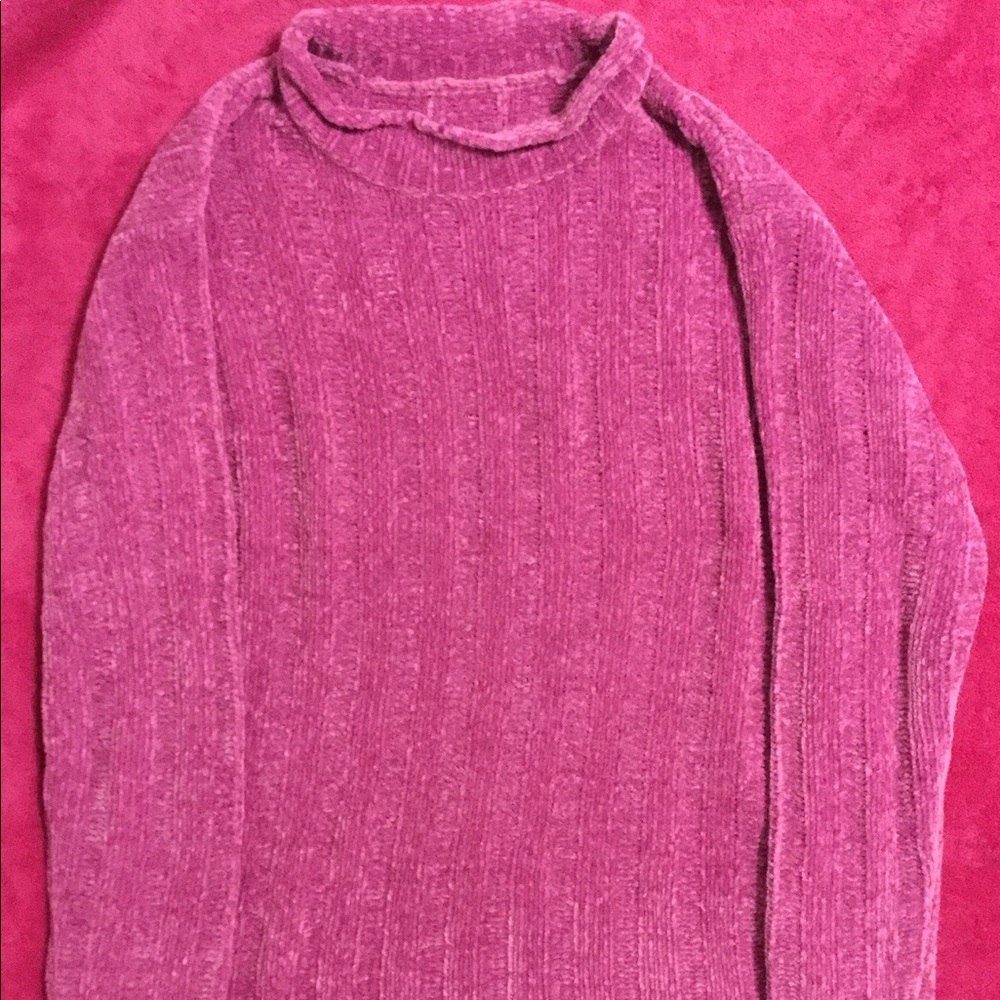 Cozy Pink Chenille Mock Neck Sweater